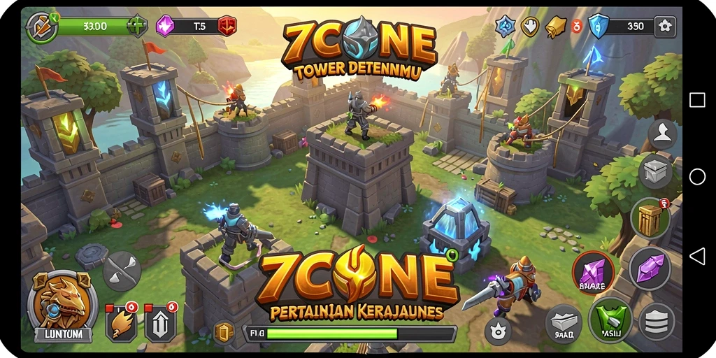 Gameplay menegangkan dalam melindungi kerajaan di 7CONE.
