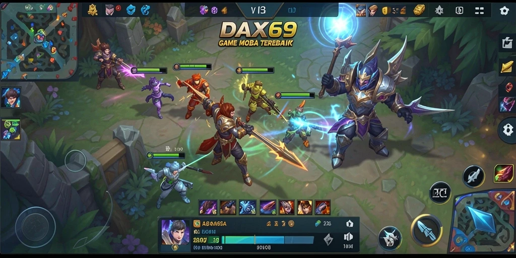 Screenshot DAX69 menampilkan aksi seru dalam pertarungan MOBA.
