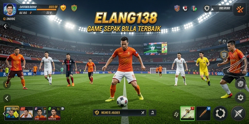 Screenshot gameplay ELANG138 yang menunjukkan aksi di lapangan sepak bola.