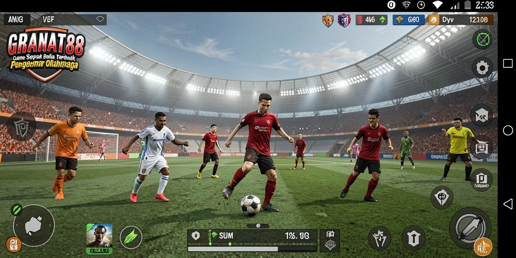 Screenshot menunjukkan pemain dalam aksi seru di lapangan.