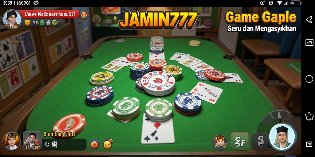 Gameplay seru dari game Gaple JAMIN777 dengan tampilan grafis menarik.