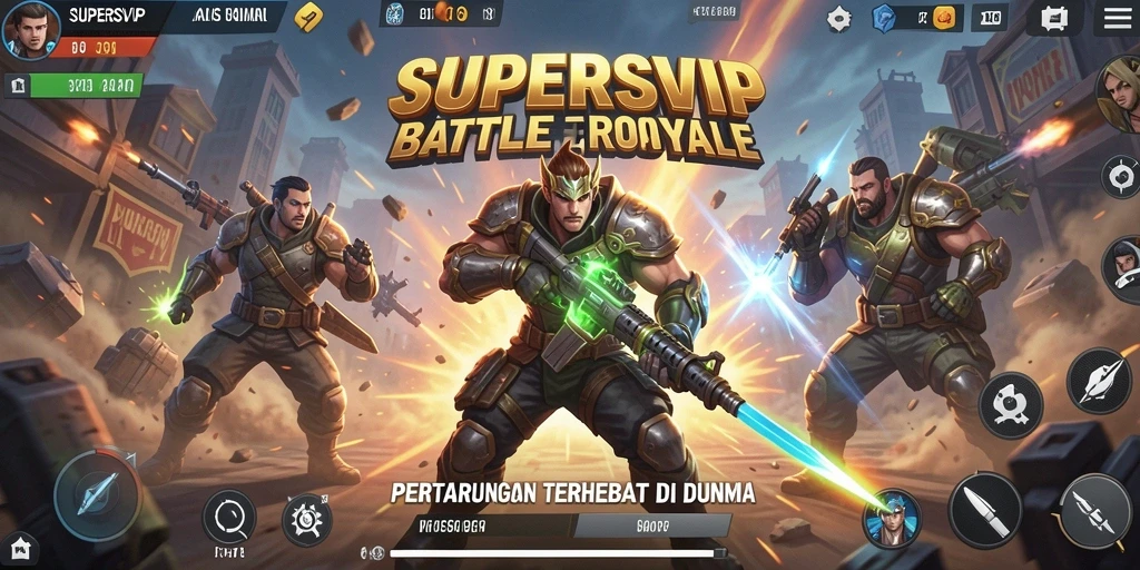 Tangkapan layar dari gameplay menarik SUPERSVIP di medan battle royale.